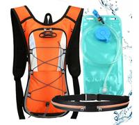 ULVBABI Cycling Hydration Backpack with 2L Water Bladder and Running Belt, Lightweight Daypack for Running, Hiking, Riding, Camping, and Climbing - Fits Men & Women (Orange, One Size)