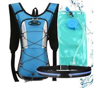 ULVBABI Cycling Hydration Backpack with 2L Water Bladder and Running Belt, Lightweight Daypack for Running, Hiking, Riding, Camping, and Climbing - Fits Men & Women (Blue, One Size)