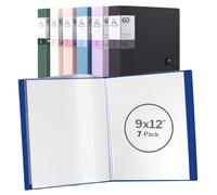 ULVBABI Display Book Folder A4 with 60 Plastic Pockets | 7 Pack Presentation Display Folders, Poly Pocket Folder & File with Plastic Sleeves for School, Office, Interviews, Financial Documents (7)