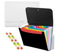 ULVBABI Expanding File Folder 13-Pocket Accordion Organiser | A4 Document Folder for Paperwork Storage | Portable Concertina Expanding File for Office/Home/School Use (Colored Inserts)