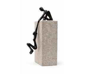 ULVEOL Industrial Abstract Metal Art Sculpture Couple - Man Lifting Woman from Ledge - Modern Love Gift Bronze for Couples Cast Iron Shelf Decor for Home, Farmhouse, Bedroom, Living Room