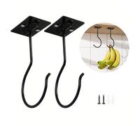 Ulvironte 2Psc Folding Banana Hanger Hook Adhesive, Space Saving Banana Holder Hanger, Sticky Banana-Hooks Under Counter, Banana-Holder for Hanging Kitchen Utensil, Keep Bananas Fresh