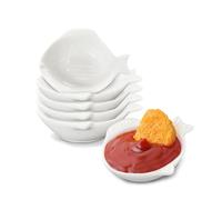 ULWSKY Set of 6 Fish Shape Sauce Dishes,Porcelain Dipping Bowls,Appetizer Plate,Dishwasher Safety,for Ketchup Salad Wasabi Sushi Chips Meats Veggies