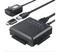 ULXUUUN Hard Drive Reader Ultra Recovery Converter, SATA IDE to USB 3.0 Adapter for 2.5" 3.5" HDD/SSD, USB to SATA/IDE One Touch Clone with 12V Power Adapter