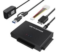 ULXUUUN Hard Drive Reader USB 3.0 to SATA IDE Adapter, IDE SATA to USB + Type C External Data Recovery Converter Kit for Universal 2.5 3.5 HDD SSD Hard Drive Disk, with 12V/2A Power Adapter