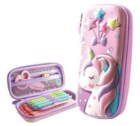 Umadiya 3D Unicorn Cover Large Capacity Pencil Case Compass With Compartments, School Supply Organizer For Students, Stationery Box, Cosmetic Zip Pouch Bag (1 Unit, Canvas, Multicolor)