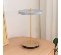 UMAGE Asteria Move LED rechargeable table lamp, mist grey/brass, 31 cm