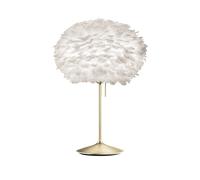 Umage Eos Table Lamp Medium White with Base in Brushed Brass with USB