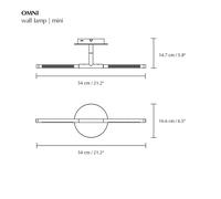 UMAGE LED wall light Omni, steel-coloured, width 54 cm, 2-bulb.
