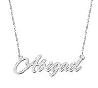 UMAGICBOX Customized Silver Name Necklace Abigail - Customizable Engraved Stainless Steel Pendant for Women - Unique Gift for Birthdays, Anniversaries, Graduations, and Valentine's Day