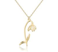 UMAGICBOX January Snowdrop Birth Flower Necklace for Women - Personalised Gold Pendant Jewellery - Birthday Gift for Mum, Daughter, Sister, Wife, Girlfriend - Capricorn Aquarius