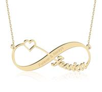 UMAGICBOX Personalised Infinity Name Heart Necklace with Emgraved Wedding Birthday Special Date Inspiration Pendant Custom Jewelry Graduation Gift Ideas for Women Mom Wife Friendship Girlfriend