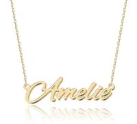 UMAGICBOX Personalised Name Necklace | Choose from 14 Font Styles | 18k Gold Plated Stainless Steel & Sterling Silver | Gift for Her, 45 centimeter, Gold, No Gemstone