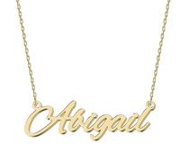 UMAGICBOX Personalized 18K Gold Name Necklace Abigail - Customizable Engraved Stainless Steel Pendant for Women - Unique Gift for Birthdays, Anniversaries, Graduations, and Valentine's Day