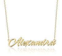 UMAGICBOX Personalized 18K Gold Name Necklace Alexandra - Customizable Engraved Stainless Steel Pendant for Women - Unique Gift for Birthdays, Anniversaries, Graduations, and Valentine's Day