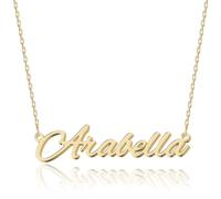 UMAGICBOX Personalized 18K Gold Name Necklace Arabella - Customizable Engraved Stainless Steel Pendant for Women - Unique Gift for Birthdays, Anniversaries, Graduations, and Valentine's Day