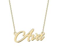 UMAGICBOX Personalized 18K Gold Name Necklace Ava - Customizable Engraved Stainless Steel Pendant for Women - Unique Gift for Birthdays, Anniversaries, Graduations, and Valentine's Day