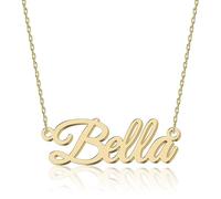 UMAGICBOX Personalized 18K Gold Name Necklace Bella - Customizable Engraved Stainless Steel Pendant for Women - Unique Gift for Birthdays, Anniversaries, Graduations, and Valentine's Day
