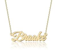 UMAGICBOX Personalized 18K Gold Name Necklace Brooke - Customizable Engraved Stainless Steel Pendant for Women - Unique Gift for Birthdays, Anniversaries, Graduations, and Valentine's Day