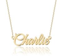 UMAGICBOX Personalized 18K Gold Name Necklace Charlie - Customizable Engraved Stainless Steel Pendant for Women - Unique Gift for Birthdays, Anniversaries, Graduations, and Valentine's Day