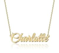 UMAGICBOX Personalized 18K Gold Name Necklace Charlotte - Customizable Engraved Stainless Steel Pendant for Women - Unique Gift for Birthdays, Anniversaries, Graduations, and Valentine's Day