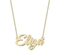 UMAGICBOX Personalized 18K Gold Name Necklace Eliza - Customizable Engraved Stainless Steel Pendant for Women - Unique Gift for Birthdays, Anniversaries, Graduations, and Valentine's Day