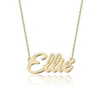 UMAGICBOX Personalized 18K Gold Name Necklace Ellie - Customizable Engraved Stainless Steel Pendant for Women - Unique Gift for Birthdays, Anniversaries, Graduations, and Valentine's Day