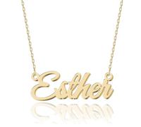 UMAGICBOX Personalized 18K Gold Name Necklace Esther - Customizable Engraved Stainless Steel Pendant for Women - Unique Gift for Birthdays, Anniversaries, Graduations, and Valentine's Day