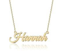 UMAGICBOX Personalized 18K Gold Name Necklace Hannah - Customizable Engraved Stainless Steel Pendant for Women - Unique Gift for Birthdays, Anniversaries, Graduations, and Valentine's Day
