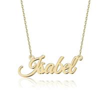 UMAGICBOX Personalized 18K Gold Name Necklace Isabel - Customizable Engraved Stainless Steel Pendant for Women - Unique Gift for Birthdays, Anniversaries, Graduations, and Valentine's Day