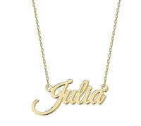 UMAGICBOX Personalized 18K Gold Name Necklace Julia - Customizable Engraved Stainless Steel Pendant for Women - Unique Gift for Birthdays, Anniversaries, Graduations, and Valentine's Day