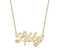 UMAGICBOX Personalized 18K Gold Name Necklace Libby - Customizable Engraved Stainless Steel Pendant for Women - Unique Gift for Birthdays, Anniversaries, Graduations, and Valentine's Day