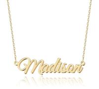 UMAGICBOX Personalized 18K Gold Name Necklace Madison - Customizable Engraved Stainless Steel Pendant for Women - Unique Gift for Birthdays, Anniversaries, Graduations, and Valentine's Day