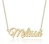 UMAGICBOX Personalized 18K Gold Name Necklace Melissa - Customizable Engraved Stainless Steel Pendant for Women - Unique Gift for Birthdays, Anniversaries, Graduations, and Valentine's Day