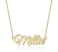 UMAGICBOX Personalized 18K Gold Name Necklace Millie - Customizable Engraved Stainless Steel Pendant for Women - Unique Gift for Birthdays, Anniversaries, Graduations, and Valentine's Day