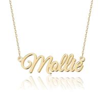UMAGICBOX Personalized 18K Gold Name Necklace Mollie - Customizable Engraved Stainless Steel Pendant for Women - Unique Gift for Birthdays, Anniversaries, Graduations, and Valentine's Day