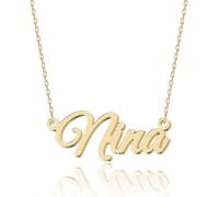 UMAGICBOX Personalized 18K Gold Name Necklace Nina - Customizable Engraved Stainless Steel Pendant for Women - Unique Gift for Birthdays, Anniversaries, Graduations, and Valentine's Day