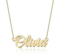 UMAGICBOX Personalized 18K Gold Name Necklace Olivia - Customizable Engraved Stainless Steel Pendant for Women - Unique Gift for Birthdays, Anniversaries, Graduations, and Valentine's Day