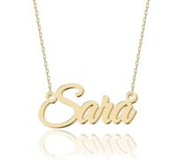 UMAGICBOX Personalized 18K Gold Name Necklace Sara - Customizable Engraved Stainless Steel Pendant for Women - Unique Gift for Birthdays, Anniversaries, Graduations, and Valentine's Day