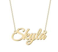 UMAGICBOX Personalized 18K Gold Name Necklace Skyla - Customizable Engraved Stainless Steel Pendant for Women - Unique Gift for Birthdays, Anniversaries, Graduations, and Valentine's Day