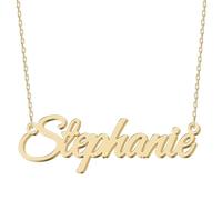 UMAGICBOX Personalized 18K Gold Name Necklace Stephanie - Customizable Engraved Stainless Steel Pendant for Women - Unique Gift for Birthdays, Anniversaries, Graduations, and Valentine's Day