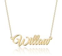 UMAGICBOX Personalized 18K Gold Name Necklace Willow - Customizable Engraved Stainless Steel Pendant for Women - Unique Gift for Birthdays, Anniversaries, Graduations, and Valentine's Day