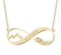 UMAGICBOX Personalized Gold Infinity Name Necklace with Heart Beautiful Mountain Forever Love Pendant Jewelry Best Birthday Gift Ideas for Women Girls Mother Daughter Friendship
