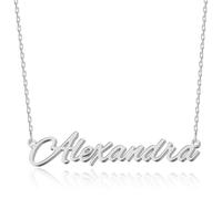 UMAGICBOX Personalized Silver Name Necklace Alexandra - Customizable Engraved Stainless Steel Pendant for Women - Unique Gift for Birthdays, Anniversaries, Graduations, and Valentine's Day