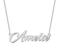 UMAGICBOX Personalized Silver Name Necklace Amelie - Customizable Engraved Stainless Steel Pendant for Women - Unique Gift for Birthdays, Anniversaries, Graduations, and Valentine's Day