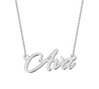 UMAGICBOX Personalized Silver Name Necklace Ava - Customizable Engraved Stainless Steel Pendant for Women - Unique Gift for Birthdays, Anniversaries, Graduations, and Valentine's Day
