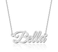 UMAGICBOX Personalized Silver Name Necklace Bella - Customizable Engraved Stainless Steel Pendant for Women - Unique Gift for Birthdays, Anniversaries, Graduations, and Valentine's Day