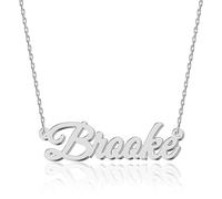 UMAGICBOX Personalized Silver Name Necklace Brooke - Customizable Engraved Stainless Steel Pendant for Women - Unique Gift for Birthdays, Anniversaries, Graduations, and Valentine's Day
