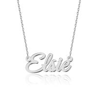 UMAGICBOX Personalized Silver Name Necklace Elsie - Customizable Engraved Stainless Steel Pendant for Women - Unique Gift for Birthdays, Anniversaries, Graduations, and Valentine's Day