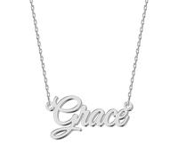 UMAGICBOX Personalized Silver Name Necklace Grace - Customizable Engraved Stainless Steel Pendant for Women - Unique Gift for Birthdays, Anniversaries, Graduations, and Valentine's Day